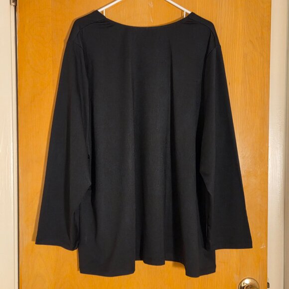Susan Graver Essentials Liquid Knit Pullover Tunic Top Size 3X Square Neck Black - Picture 2 of 8